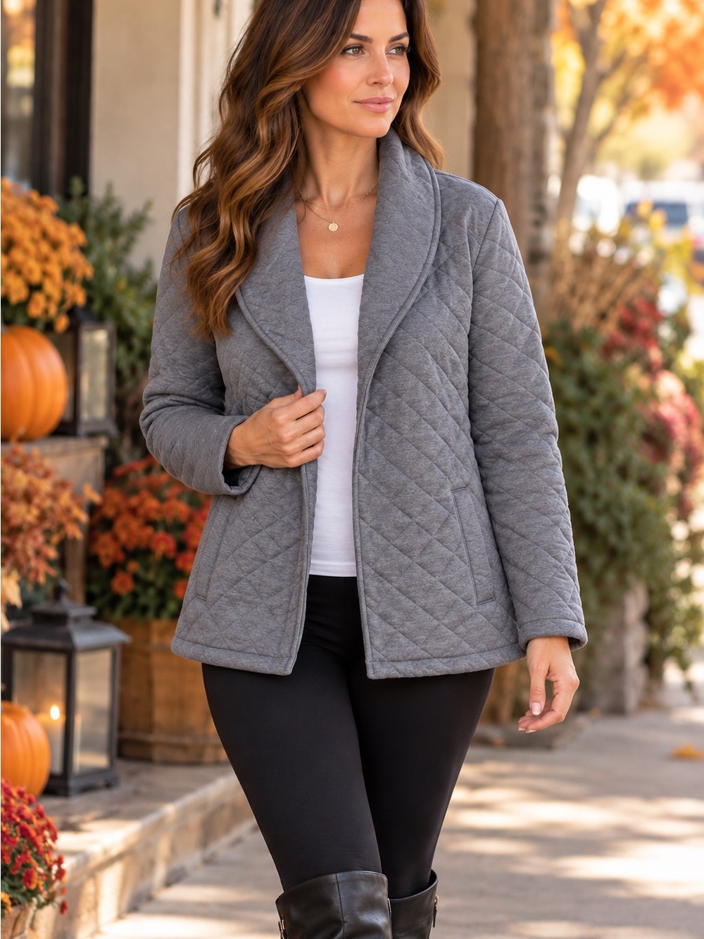 Market & Spruce Quilted Jacket S Gray Open Front Coatigan Stitch Fix